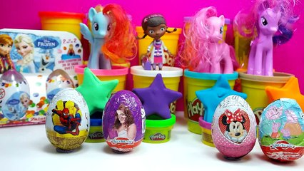 Spiderman Kinder Surprise eggs egg Peppa pig play doh violetta 3 minnie mouse