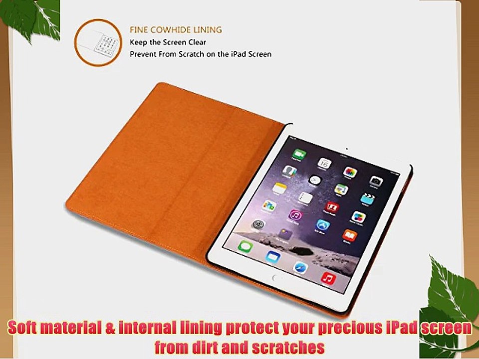 SHIELDON Leahter Case for iPad Air 100% Natural Genuine Leather Smart Cover for iPad 5 [2013
