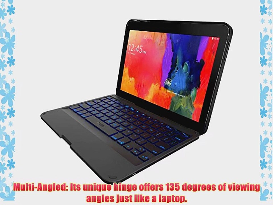 ZAGG Folio Case Hinged with Backlit Bluetooth Keyboard for Samsung Galaxy Tab 4 10.1 - Black