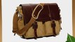 Lalawow Unisex Vintage CRAZY HORSE Genuine Leather With Canvas Briefcase Messenger Bag Cross-body