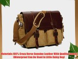 Lalawow Unisex Vintage CRAZY HORSE Genuine Leather With Canvas Briefcase Messenger Bag Cross-body