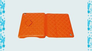 Jisoncase Quilted Genuine Leather Smart Cover Case for iPad mini JS-IM-002D-Orange