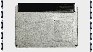 D-park Wool and Leather 14.4 x 9.5 inch Laptop Sleeve Light Grey and Black