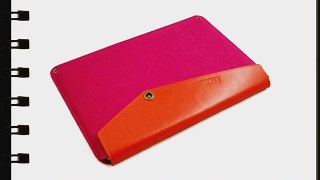 D-park Wool and Leather 14.4 x 9.5 inch Laptop Sleeve Pink and Orange