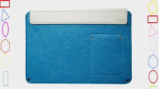 D-park Wool and Leather 12.7 x 8 inch Laptop Sleeve Light Blue and White