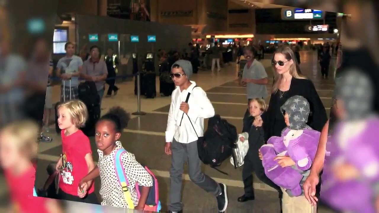 Angelina Jolie Guides Her Six Children Through LA Airport as the Family Relocate to Austra