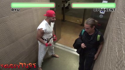 Street Fighter dans l'ascenseur : blague énorme