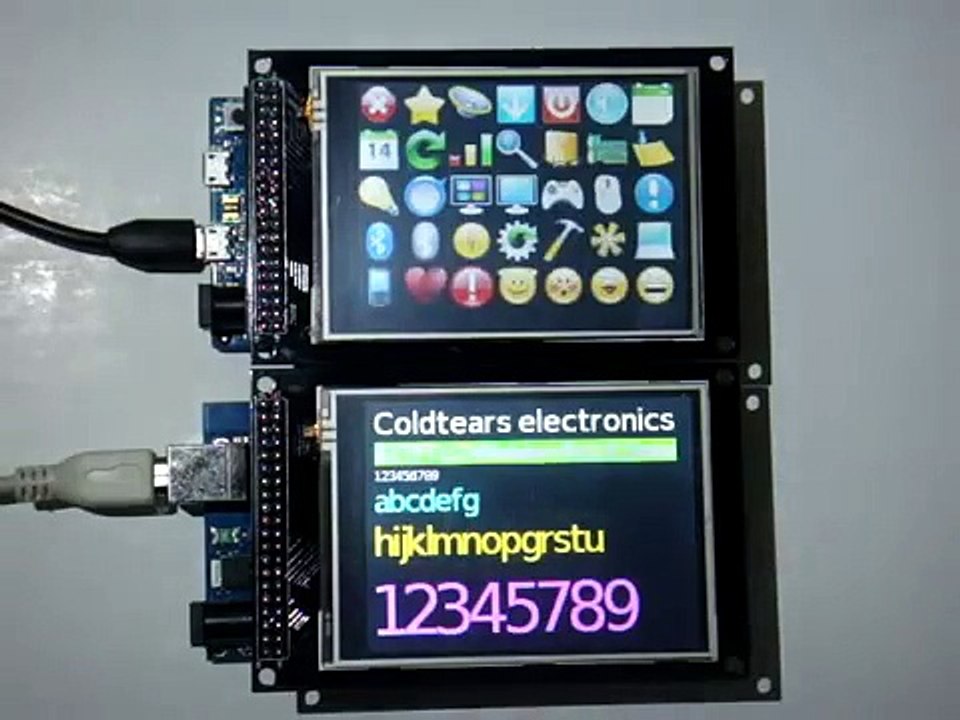 Arduino DUE and Mega 2560 with CTE 3.2" TFT LCD Module with Font IC Demo