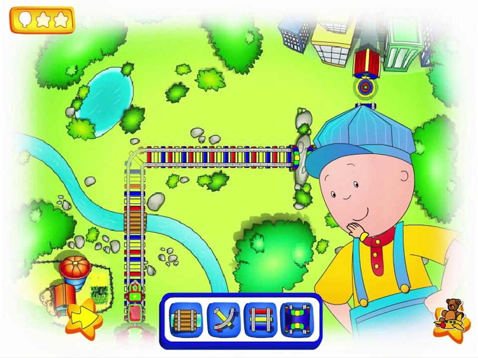 Caillou Train Conductor Cartoon Animation PBS Kids Game Play Walkthrough
