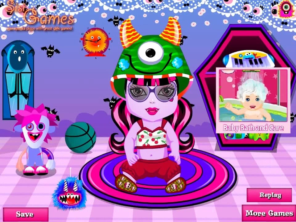 Baby and Kid Cartoon & Games ♥ Monster Baby Bath Game Baby Draculaura games for girls Mons
