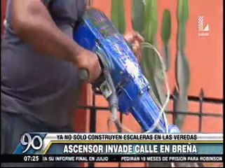 Breña: Construyen ascensor en plena vereda