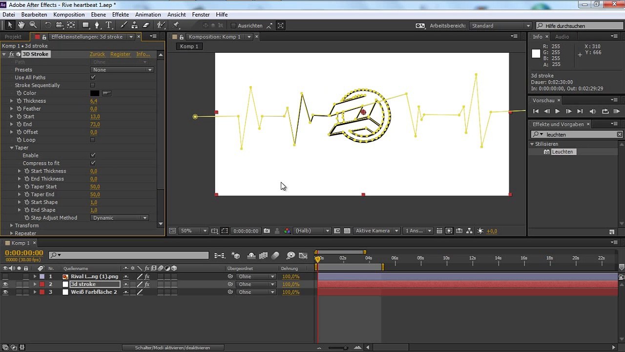 After Effects Trapcode Tutorial - 3D Stroke (Heartbeat)