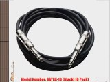 Seismic Audio SATRX-10Black6  6 Pack of Black 10' 1/4TRS to 1/4 TRS Patch Cables