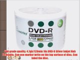 Smartbuy 4.7gb/120min 16x DVD-R Silver Inkjet Hub Printable Blank Media Data Record Disc (1800-Disc)