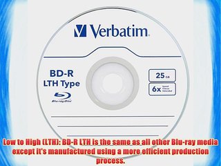 Verbatim 25 GB 6x Blu-ray Single-Layer Recordable Disc BD-R LTH Low to High 40 Disc Spindle