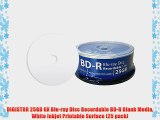 DIGISTOR 25GB 6X Blu-ray Disc Recordable BD-R Blank Media White Inkjet Printable Surface (25