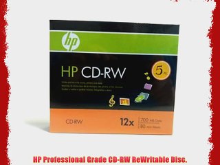 HP CD-RW 5 Pack Disc 12X 700MB Data/80 Minutes Music