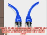 Aurum Cables Cat6 Snagless Ethernet Network Cable - 2 Pack - With Cable Ties - Blue - 3 Feet