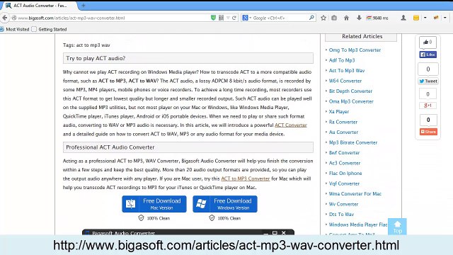 Fast Convert ACT to MP3, WAV or any other popular audio formats
