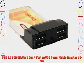 USB 2.0 PCMCIA Card Bus 4 Port w/USB Power Cable Adaptor UC-204