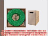 GadKo Bulk Cat5e Green Ethernet Cable Round Stranded UTP (Unshielded Twisted Pair) Pullbox