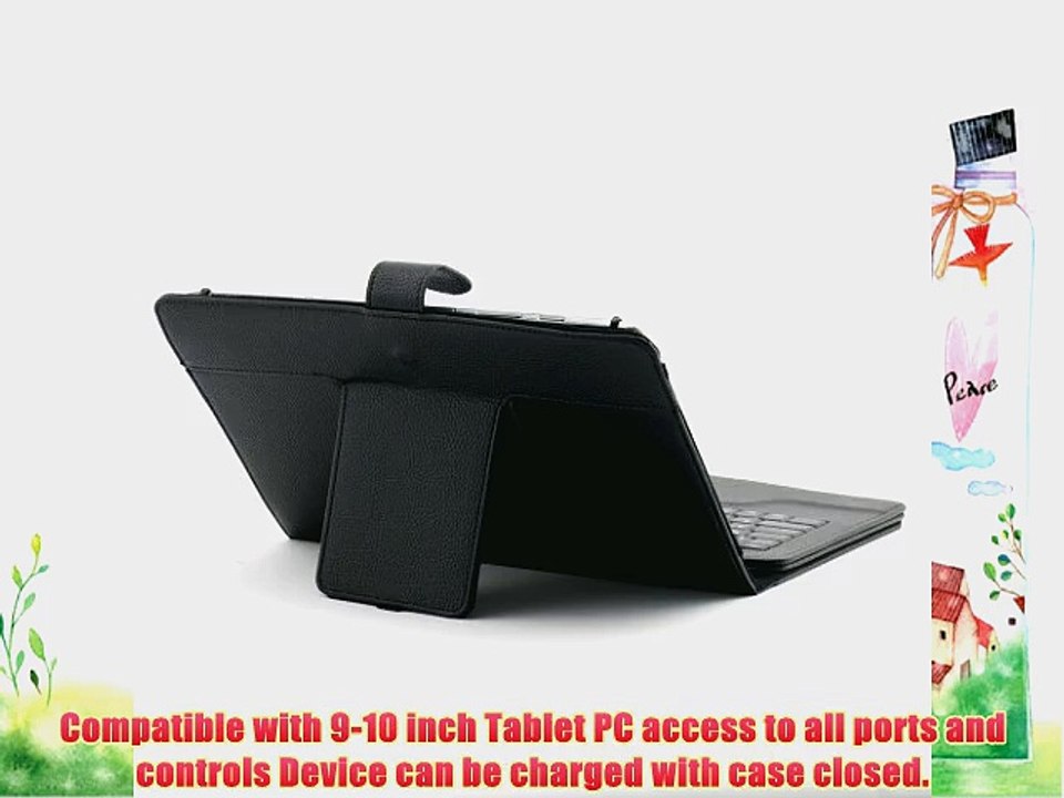 SUPERNIGHT Universal 9-10 Inch Tablet Portfolio Leather Case Cover W/ Detachable Bluetooth