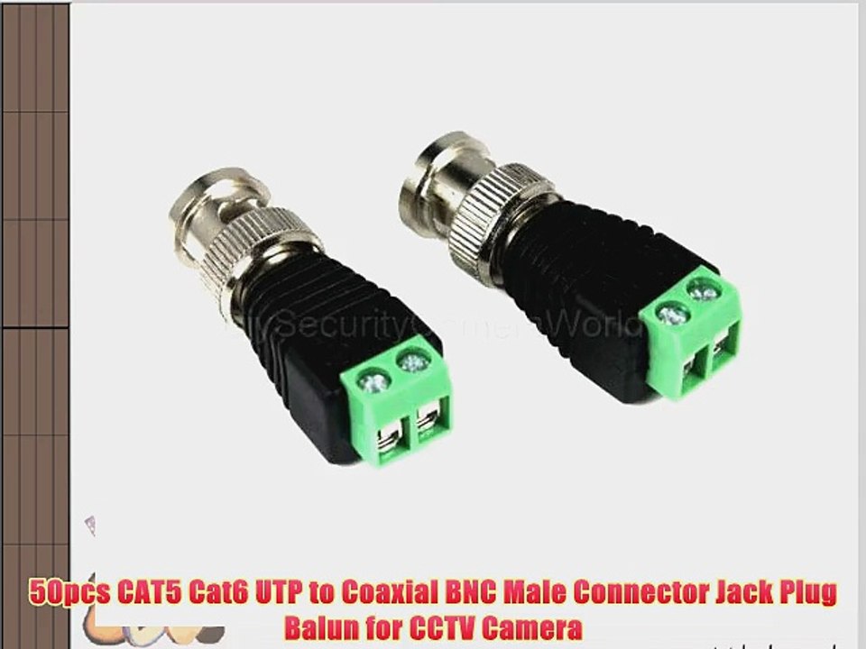 50pcs CAT5 Cat6 UTP to Coaxial BNC Video Balun Connector Adapter for