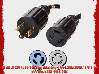 NEMA L6-20P to L6-30R Plug Adapter - 1 Foot 20A/250V 12/3 SJT - Iron Box # IBX-4488-01M