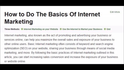 How to Do The Basics Of Internet Marketing
