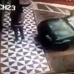 The girl wanted to sit on the hood of the car