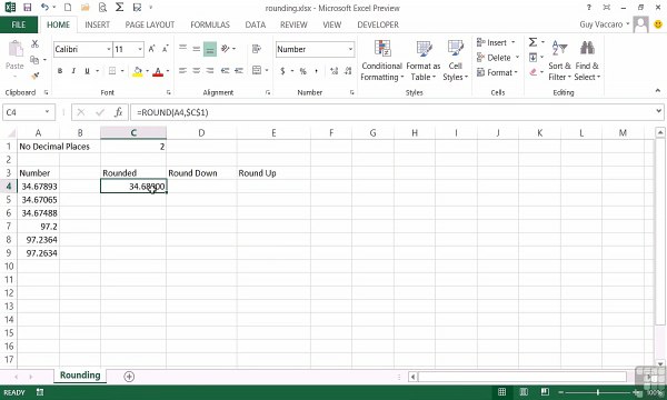 MS Excel Rounding Decimal Places - 06-04