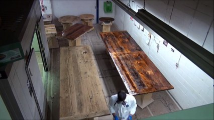 Time-Lapsed Epoxy Process on Reclaimed Wood Tables