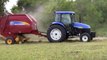 New Holland TD95D Tractor Sitrex Wheel Hay Rake and New Holland BR7060 Round Hay Baler