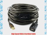 PTC - 20 Meters (64 Feet) USB 2.0 Active Extension / Repeater Cable A Male to A Female - Supports