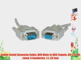 GadKo Serial Extension Cable DB9 Male to DB9 Female RS-232 UL rated 9 Conductor 1:1 25 foot