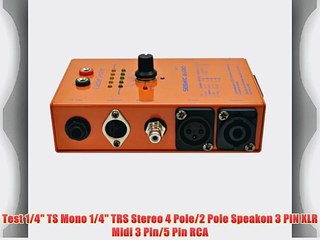Cable Tester - Test XLR 1/4 TRS 1/4 TS Speakon (2 and 4 Pole) RCA MIDI (3 and 5 Pin).  Includes