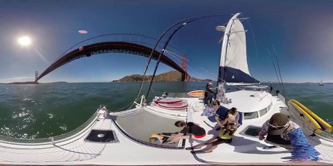 360° video- Sail in open ocean sunny day