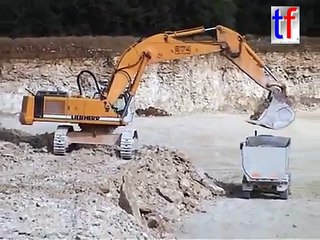 Liebherr R 974B & MAN Dump Trucks, Quarry / Steinbruch / Carrière, France, 06.07.2005.