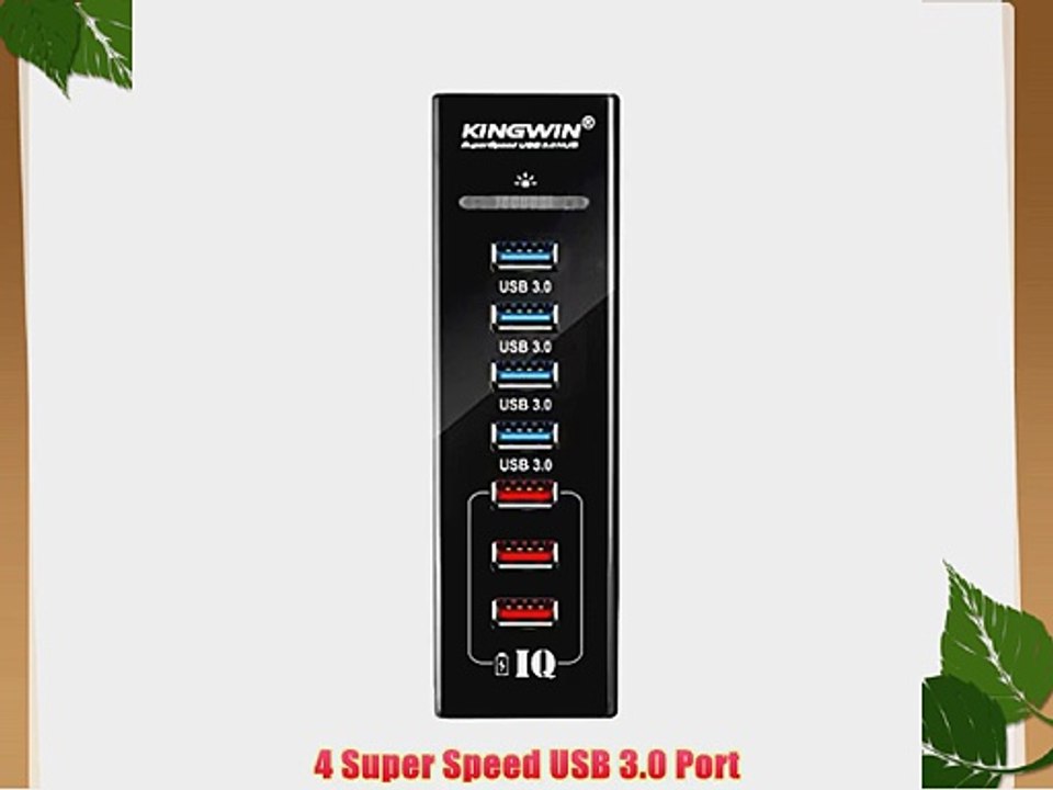 KingWin 4-Port USB 3.0 Hub and 3 Smart Charging Port 5V 2.4A with DC 12V 5A Power Adapter (KW-HUB-7U3)