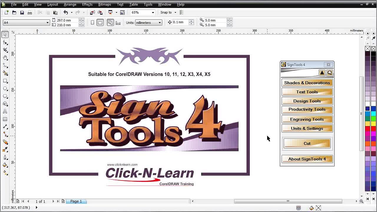 Click-N-Learn explains vinyl cutting with Sign Tools from Corel Draw