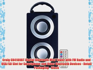 Craig CR4189BT Digital Bluetooth Mini Tower with FM Radio and USB/SD Slot for Smartphone and