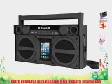 iHome Bluetooth Portable FM Stereo Boombox with USB Charging in Rubberized Finish - Gunmetal