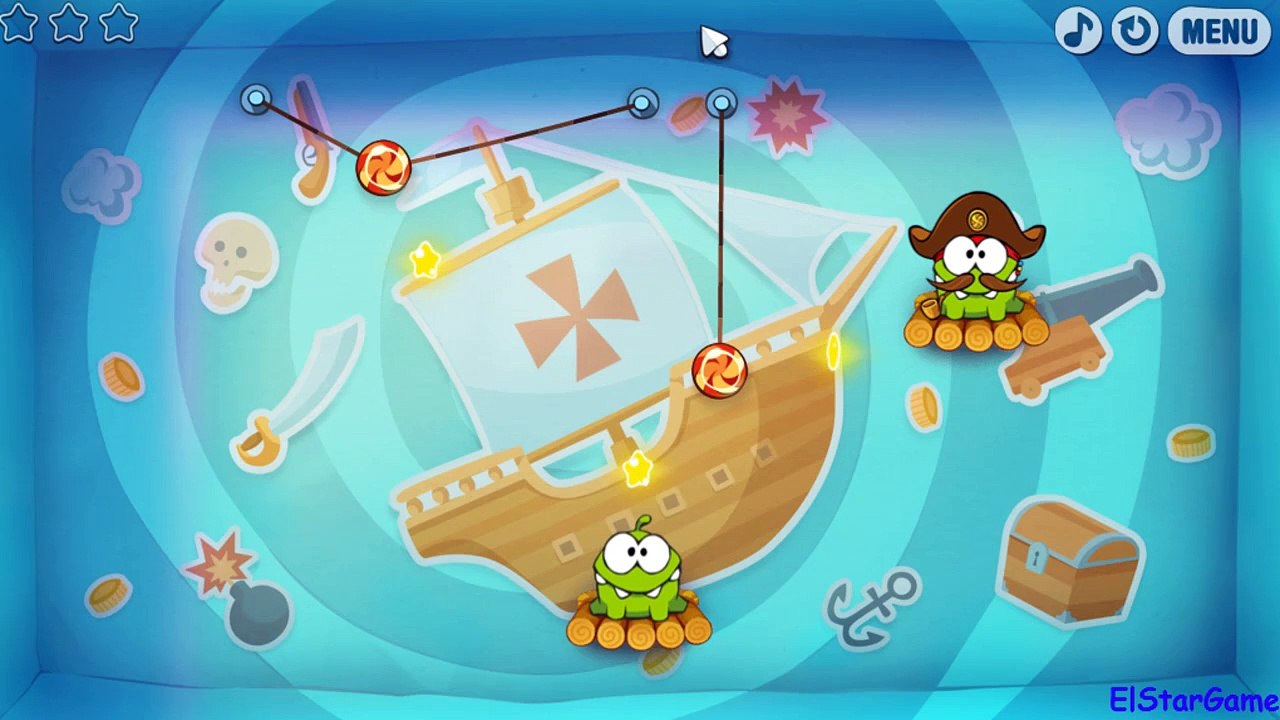 Cut the Rope Time Travel  Level 1-2 [Pirate Ship]