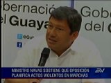 Serrano responsabiliza a organizadores por posibles desmanes en marcha de Guayaquil