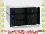 ICY DOCK FlexCage MB973SP-2B Tray-less 3 x 3.5 Inch HDD in 2 x 5.25 Inch Bay SATA Cage - Front