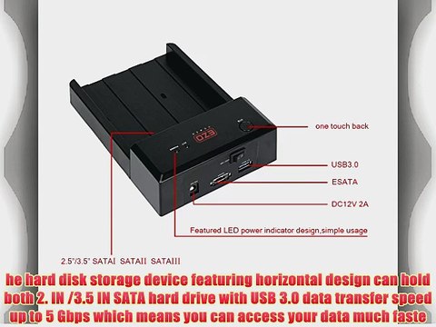 EZOPower USB 3.0 eSATA To 2.5inch 3.5inch IN SATA Horizontal Mobile HDD Hard Drive Docking