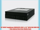 ICY DOCK ToughArmor MB994IPO-3SB 2 x 2.5 SATA/SAS HDD/SSD   Slim Optical Disk Drive Mobile