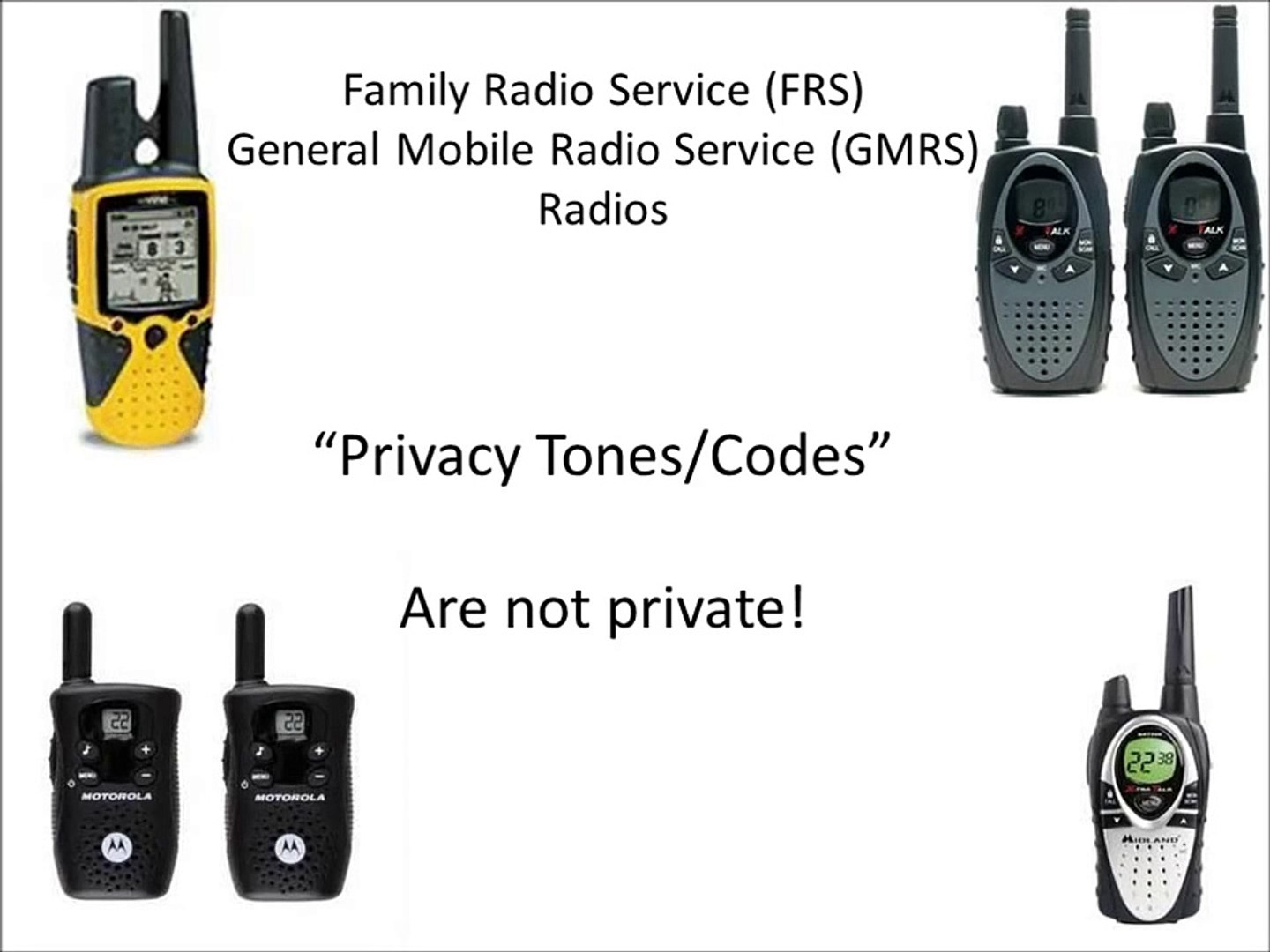 FRS & GMRS Radios - Privacy Tones and Codes are not Private or Secure