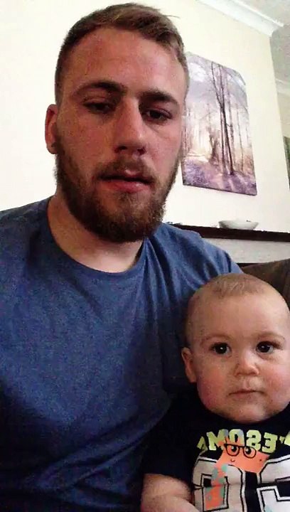 Baby laughing when daddy sneezes