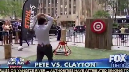 Fox News Hosts Hits Man w Axe News Blooper